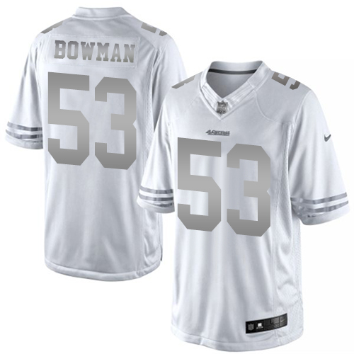 Men's Elite NaVorro Bowman Nike Jersey White - #53 Platinum NFL San Francisco 49ers